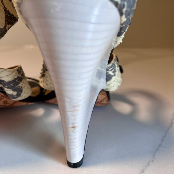 L.A.M.B. Black Grey & Snakeskin Heels Size 10 (fits 9) - Picture 13 of 16